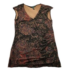 Lauren Ralph Lauren Paisley Floral Top sleeveless, sz M